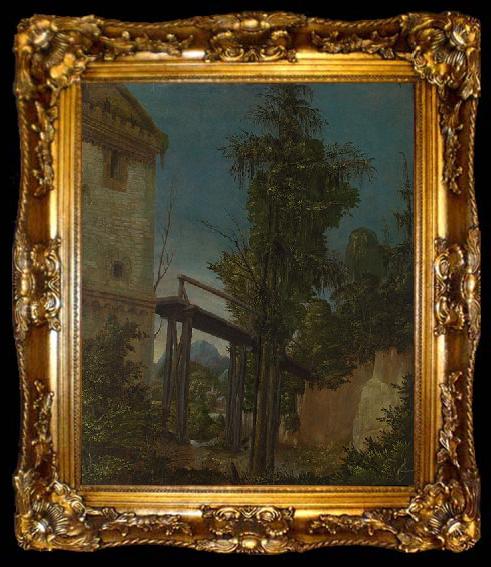 framed  Albrecht Altdorfer Landscape with a Footbridge, ta009-2
